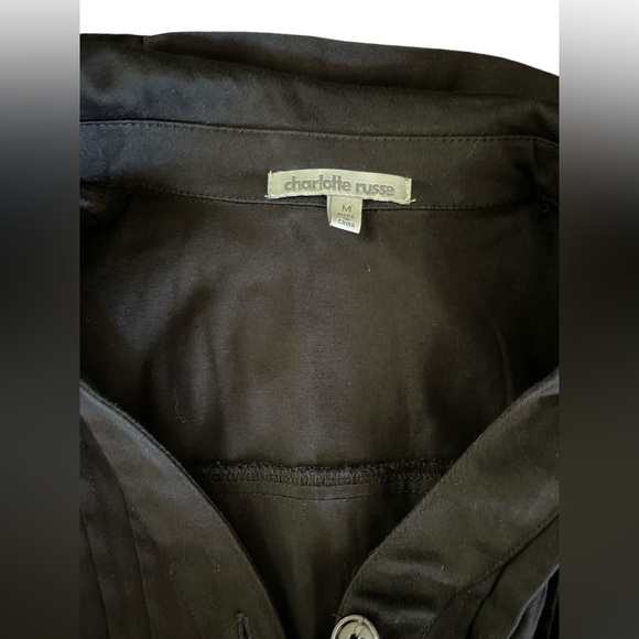 Charlotte Russe Stretchy Black Button Up Dress Medium With Collar GUC - Picture 8 of 11